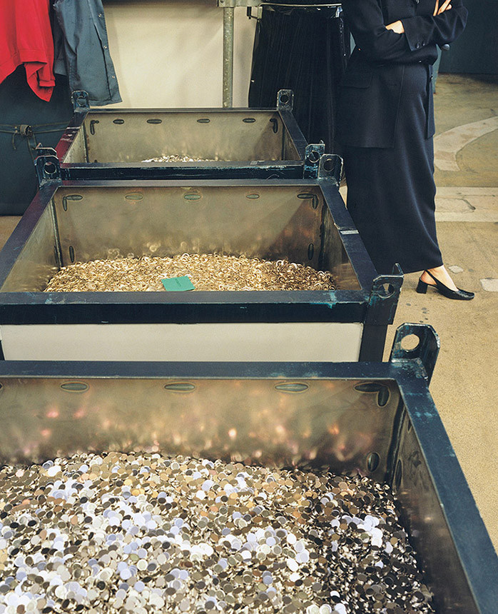 September 2001: Blanks for the production of Euro coins at the mint of Finland near Helsinki.